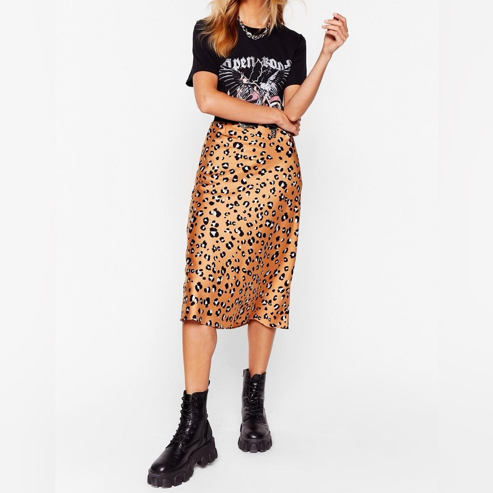 Nasty Gal Leopard Print Midi Skirt
